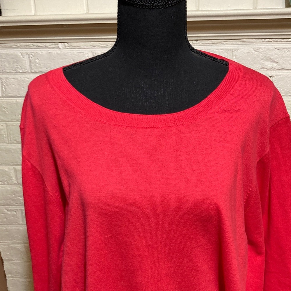 J.Crew Teddie size 3X Women's Scoop Neck Long Sleeve Top in Bright Red